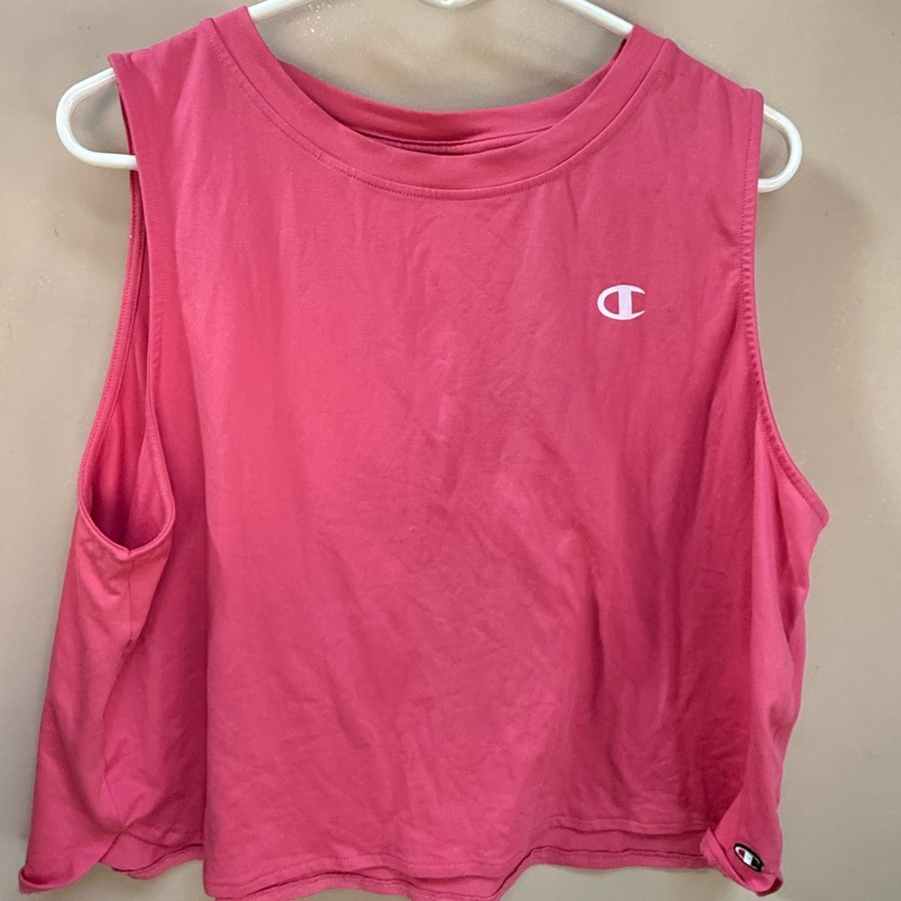 Champion Hot Pink Muscle Tank with Chest Logo
